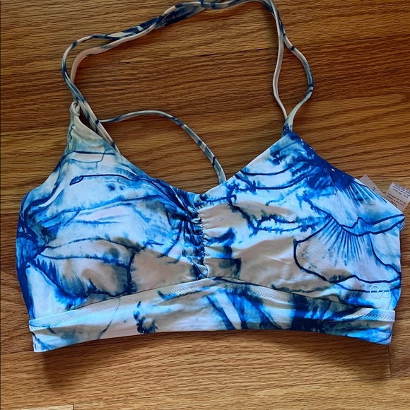 Tie Dye bikini top by Calia size L blue & white - Picture 1 of 5